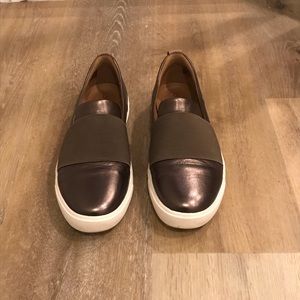 Clarks slip on shoes, size 9, Pebble Metallic